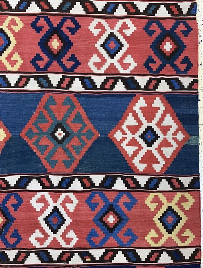 27035439d - Antiker Schirwan Kelim, Kaukasus, 19.Jhd, Wolle auf Wolle, ca. 275 x 210 cm, EHZ: 2 ...