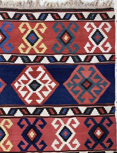 27035439f - Antiker Schirwan Kelim, Kaukasus, 19.Jhd, Wolle auf Wolle, ca. 275 x 210 cm, EHZ: 2 ...