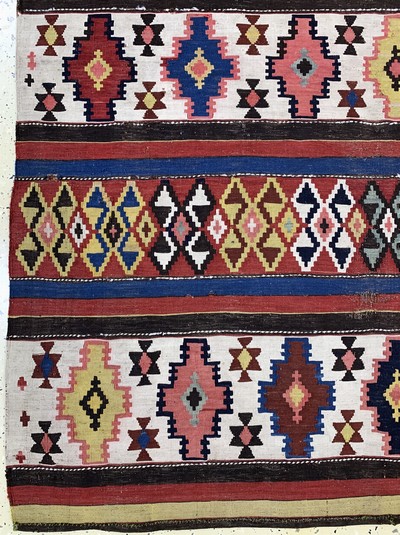 27035444b - Antiker Schirwan Kelim, Kaukasus, 19.Jhd, Wolle auf Wolle, ca. 306 x 152 cm, EHZ: 3 ...