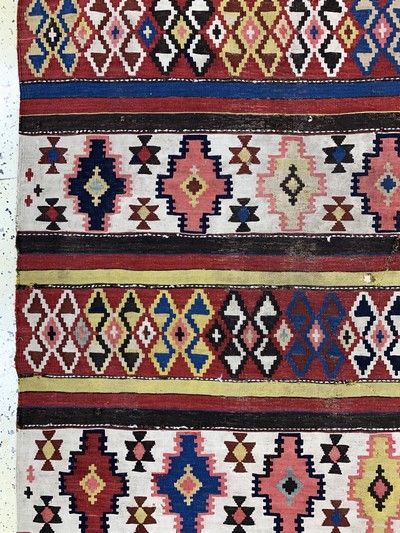 27035444c - Antiker Schirwan Kelim, Kaukasus, 19.Jhd, Wolle auf Wolle, ca. 306 x 152 cm, EHZ: 3 ...