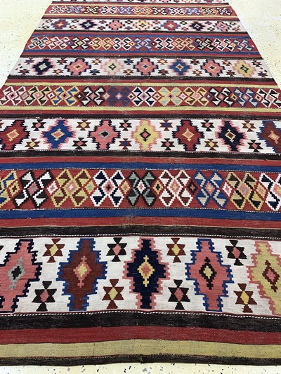 27035444g - Antiker Schirwan Kelim, Kaukasus, 19.Jhd, Wolle auf Wolle, ca. 306 x 152 cm, EHZ: 3 ...