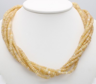 27035459a - 6-reihiges Opalcollier mit Wechselschließe, Kugelwechselschl. u. Endkappen 925er ...