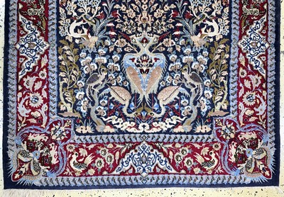 27035460b - Esfahan fein, Persien, Mitte 20.Jhd, Korkwolle mit und auf Seide, ca. 170 x 110 cm,ca. ...