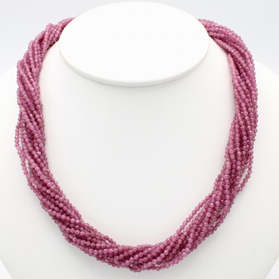 27035461a - 13-reihiges Turmalincollier mit Kugelwechsel- schließe, Endkappen u. Wechselschl. 925er ...