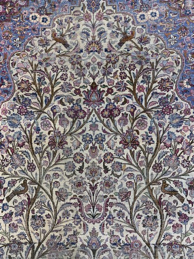 27035463d - Antiker Seiden Keschan, Persien, 19.Jhd, reine Naturseide, ca. 196 x 133 cm, EHZ: 4, ...