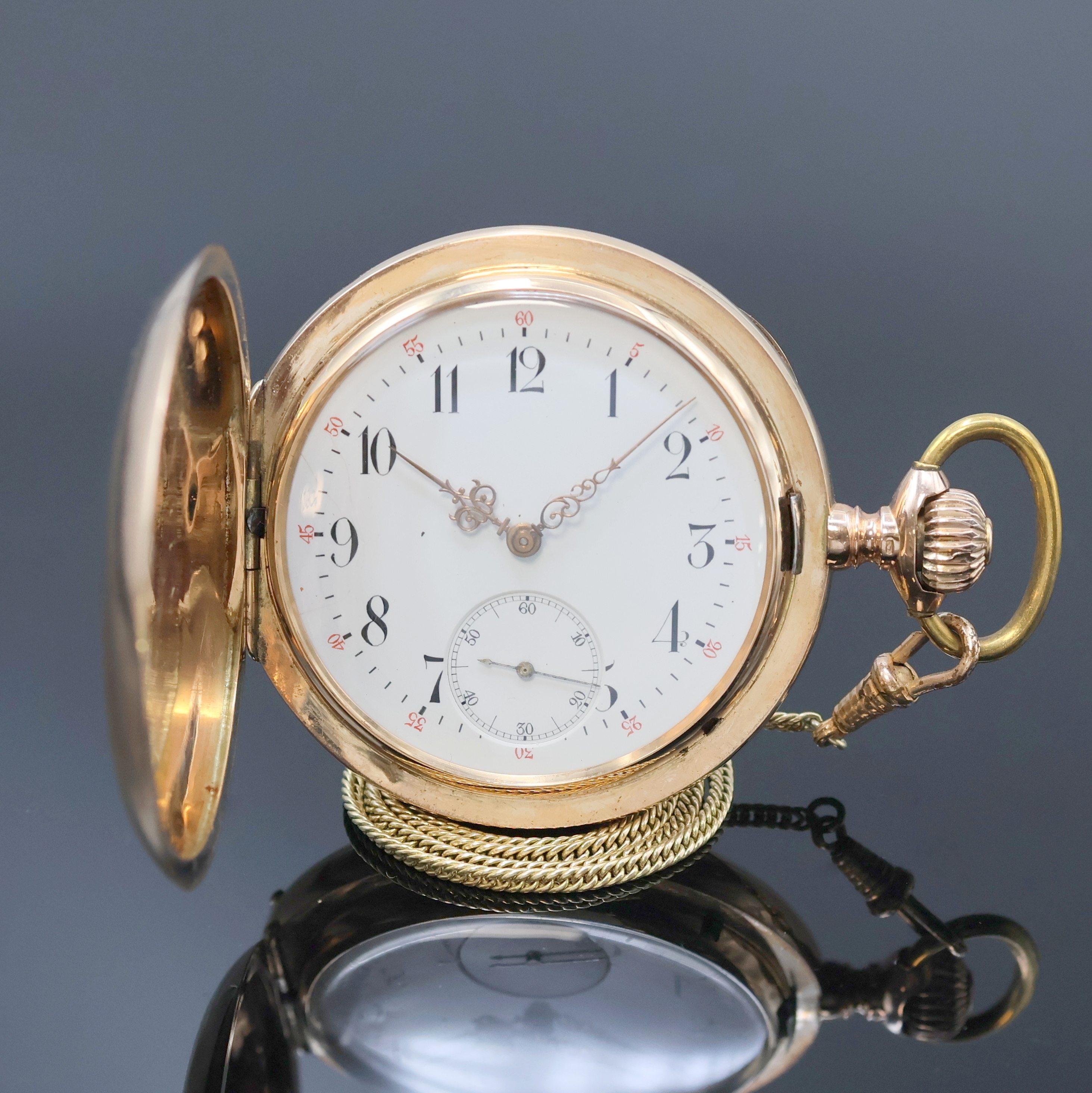 Image 27035853 - IWC Herrensavonette in RG 585/000, Schweiz um 1895, guill. 3-Deckel-Goldgeh. dell./ ...