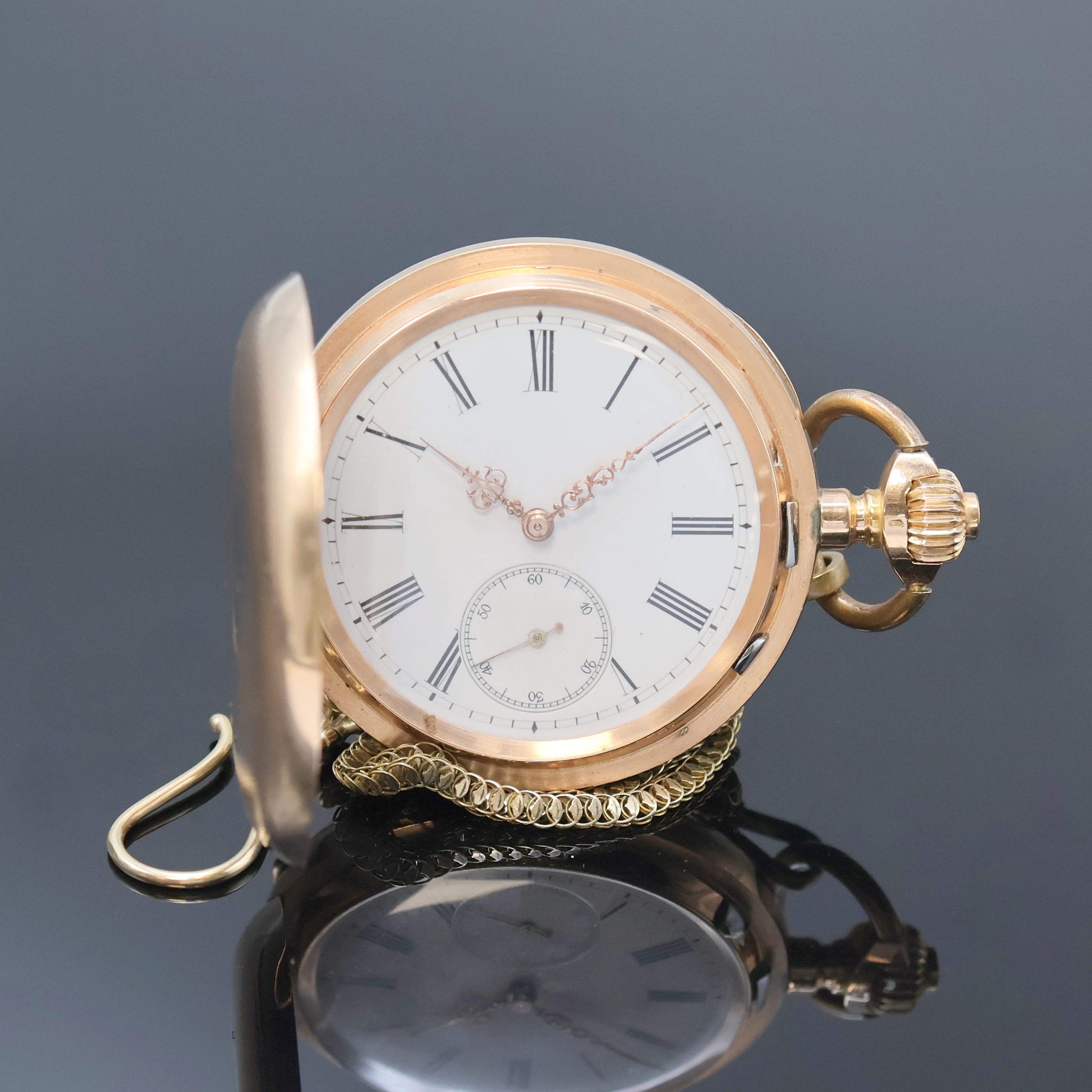 Image 27035867 - SYSTEME GLASHÜTTE schwere Herrensavonette in RG 585/000 an Kette in GG 585/000, Schweiz ...