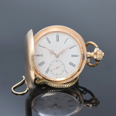 Image SYSTEME GLASHÜTTE heavy 14k pink gold hunting cased pocket watch with 14k yellow gold ...