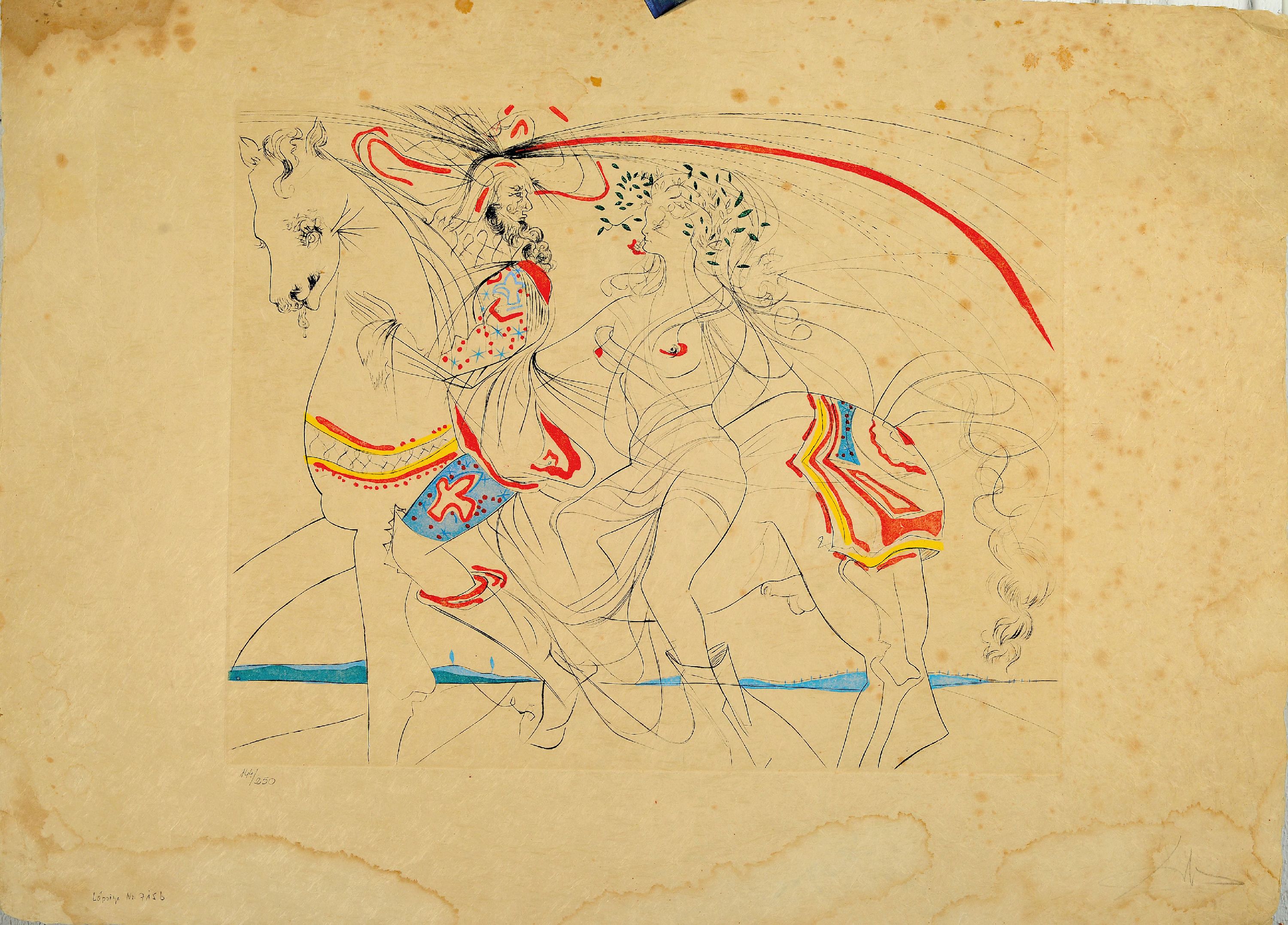 Detail k: Salvador Dali, 1904-1989, Kaltnadelradierungmit Farbaquatinta auf Japan, "Diane de Poitiers", 1974, Ed. 144/200, handsigniert, Blatt ...