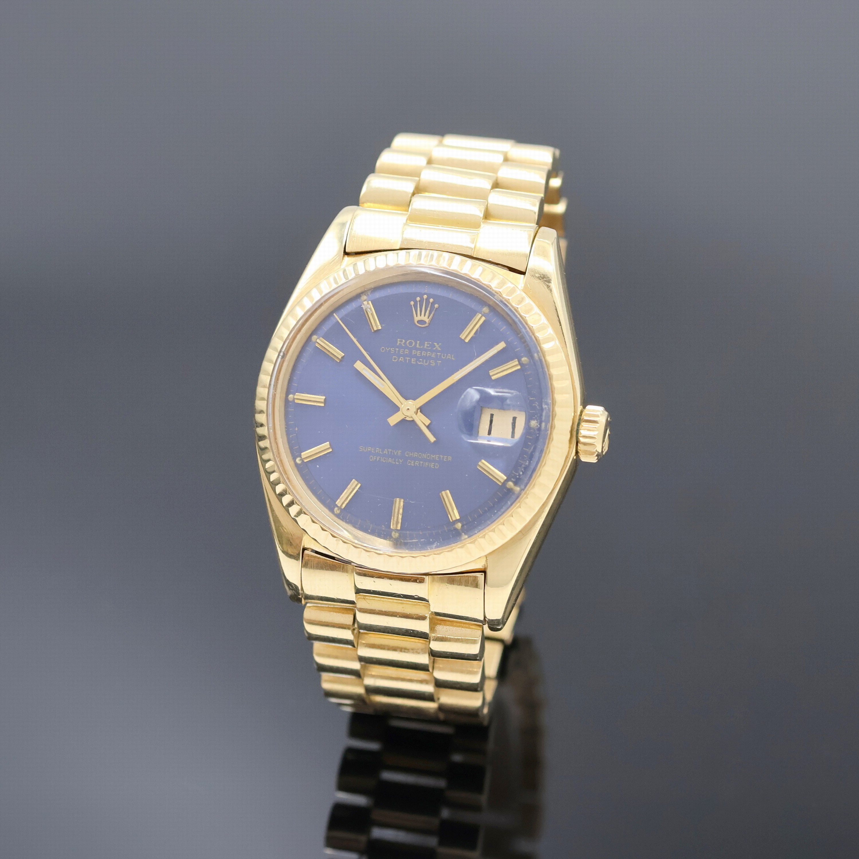 Image 27036432 - ROLEX Datejust Herrenarmbanduhr am Präsidentband in GG 750/000 Referenz 1601, Schweiz ...