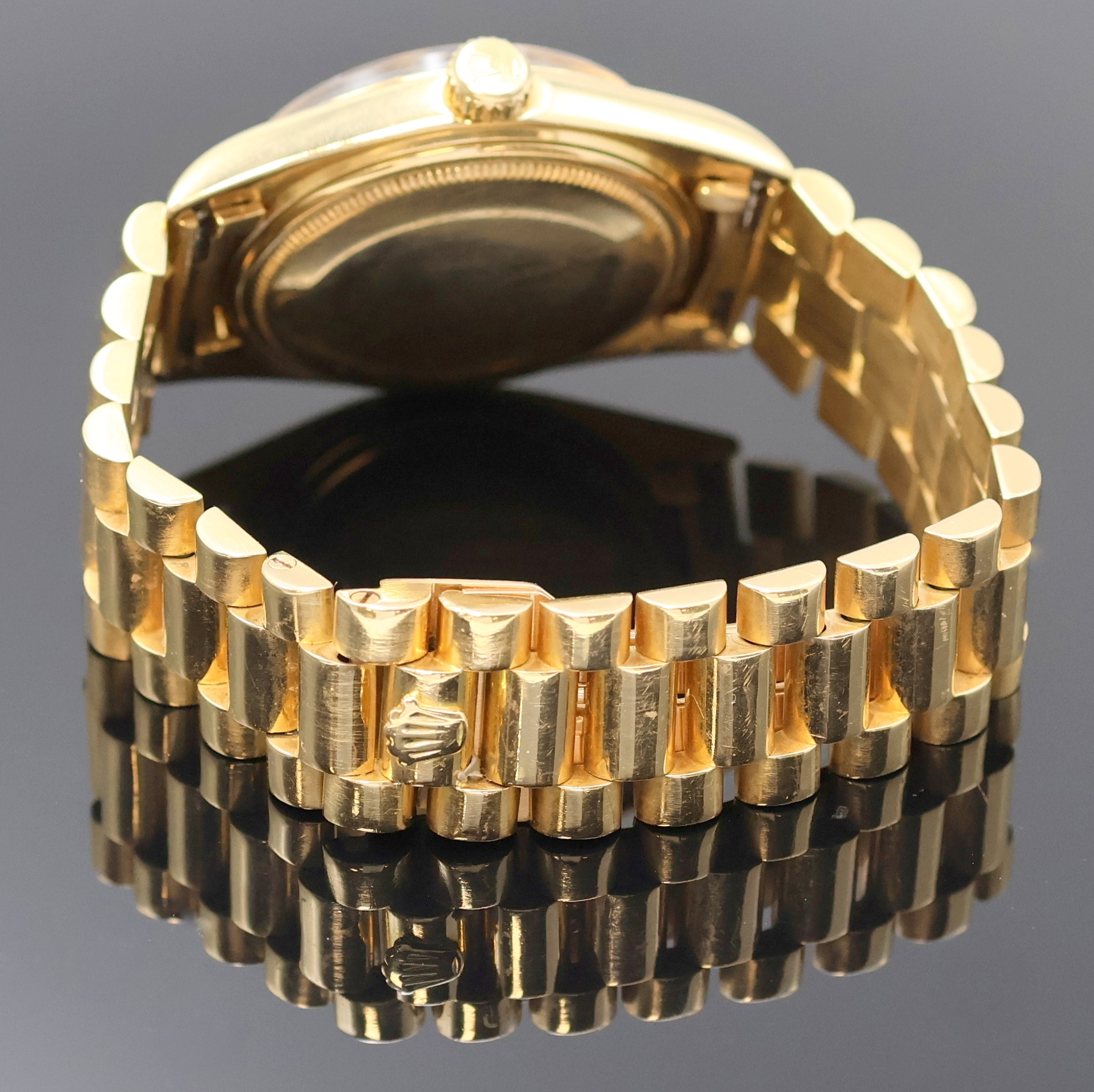 Detail b: ROLEX Datejust Herrenarmbanduhr am Präsidentband in GG 750/000 Referenz 1601, Schweiz um 1973, Automatik, verschr. Oystergeh., geriffelte Lünette, ...