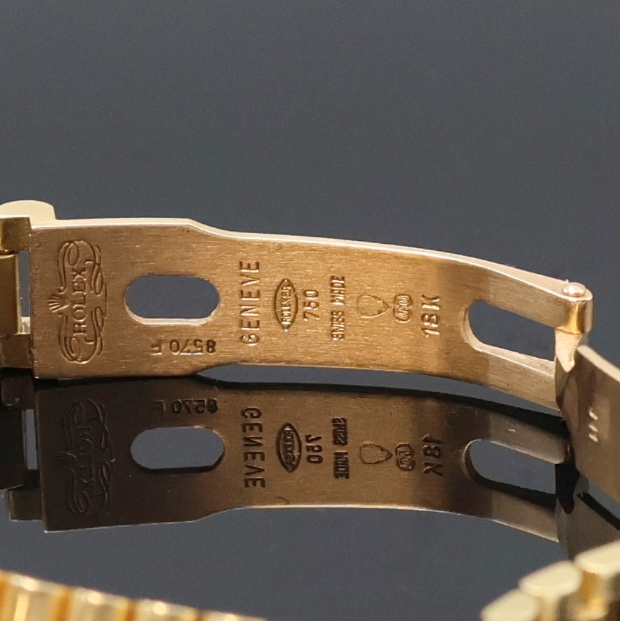 Detail c: ROLEX Datejust Referenz 69178 Damenarmbanduhr am Präsidentband in GG 750/000, Schweiz um 1986, Automatik, Oystergeh. m. geriffelter Lünette, Boden ...