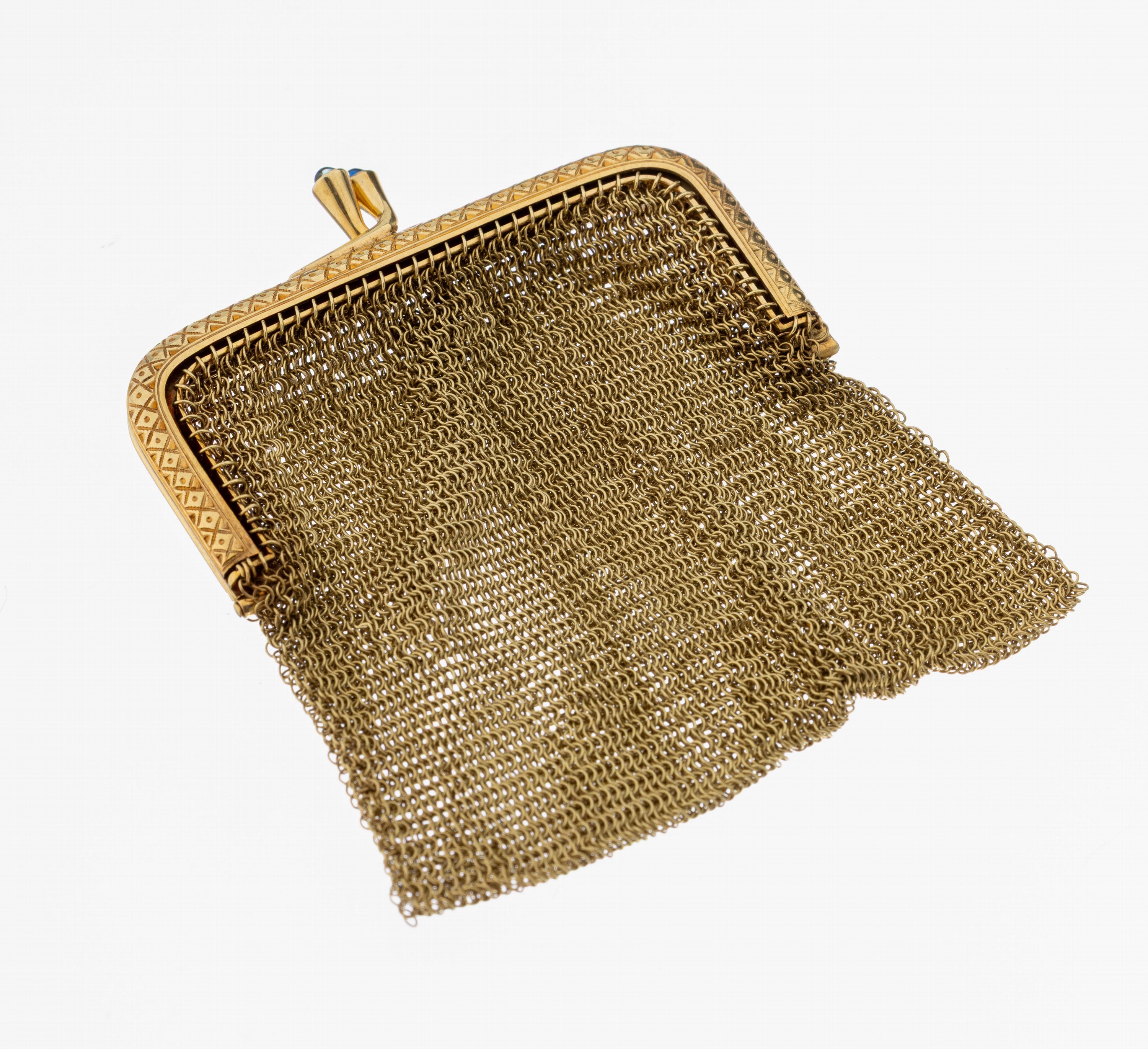 Image 27036443 - 14 kt Gold Abendtasche, um 1920-30, GG 585/000, Bügel geometrisch grav., Schließe ...