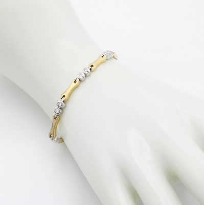 27036402a - Armband mit Brillanten, GG/WG 750/000, z.T. mattiert, 18 Brill. in Zargenfassung zus. ...