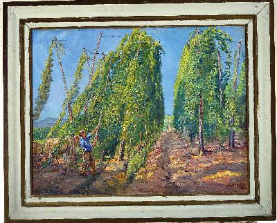 27036405k - Heinrich Strieffler, 1872 Neustadt-1949 Landau, ´Hopfenernte´, 1936, Öl/Lwd, ...