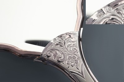 27036441d - Hairdressing set , silver 835, german, 1950/60s, comprised of: 1 mirror, 1 hair brush, 1 ...