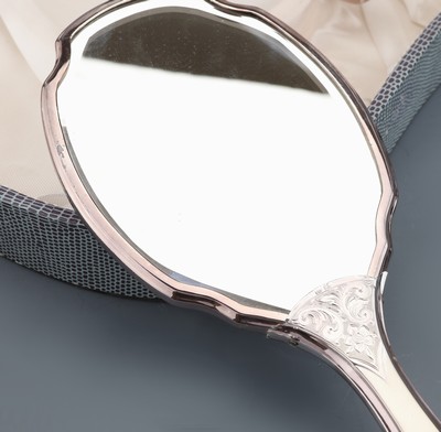 27036441e - Hairdressing set , silver 835, german, 1950/60s, comprised of: 1 mirror, 1 hair brush, 1 ...
