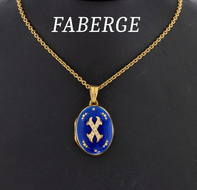Image 18 kt Gold FABERGE Email-Brillant-Medaillon- Anhänger, GG 750/000, lim. Edition, hier ...