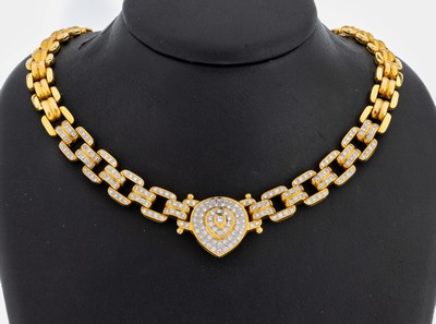 Image Prunkvolles 18 kt Gold Brillant-Collier, GG750/000 gepr., pol. und sat., mittleren ...