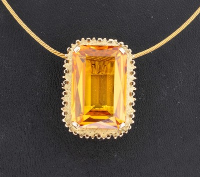 27036473a - 14 kt Gold Farbstein-Anhänger, GG 585/000 gepr., facett. synth. Citrin, schlichte ...