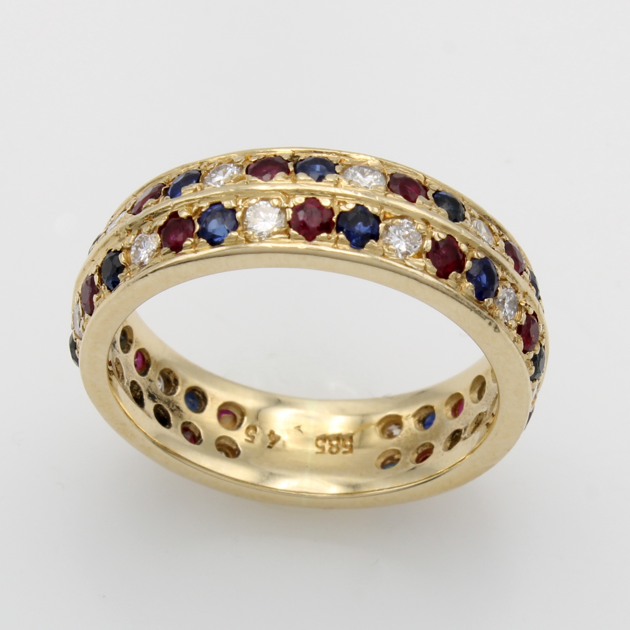 Image 27036556 - Ring mit Rubinen, Saphiren und Brillanten, GG 585/000, Rubine zus. ca. 0.36 ct, Saphire ...