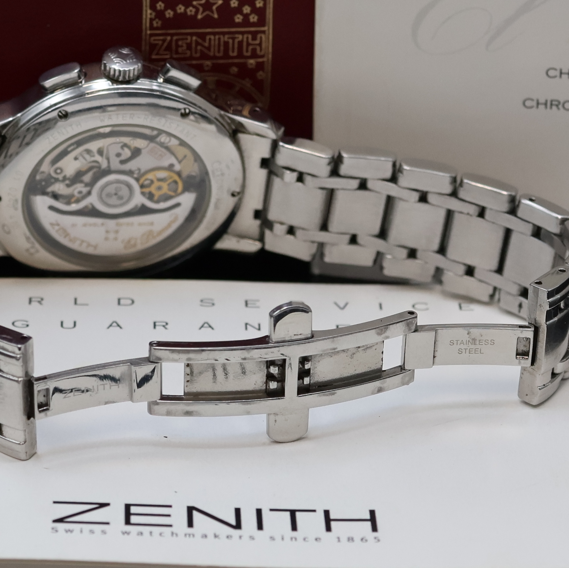 Detail b: ZENITH hochfeiner Schaltradchronograph in Chronometerqualität Serie Chronomaster Referenz 01.0240.410, Schweiz um 2000, Automatik, beids. vergl. ...