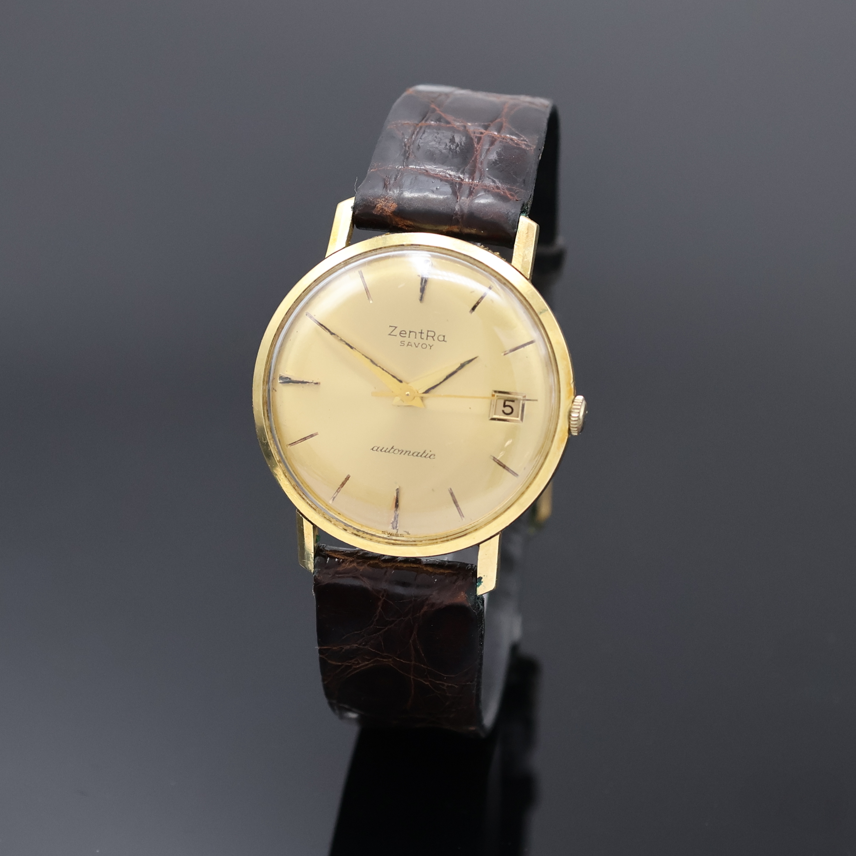 Image 27036584 - ZENTRA Savoy Armbanduhr in GG 585/000, Schweiz um 1960, Automatik, Boden u. Glasrand ...
