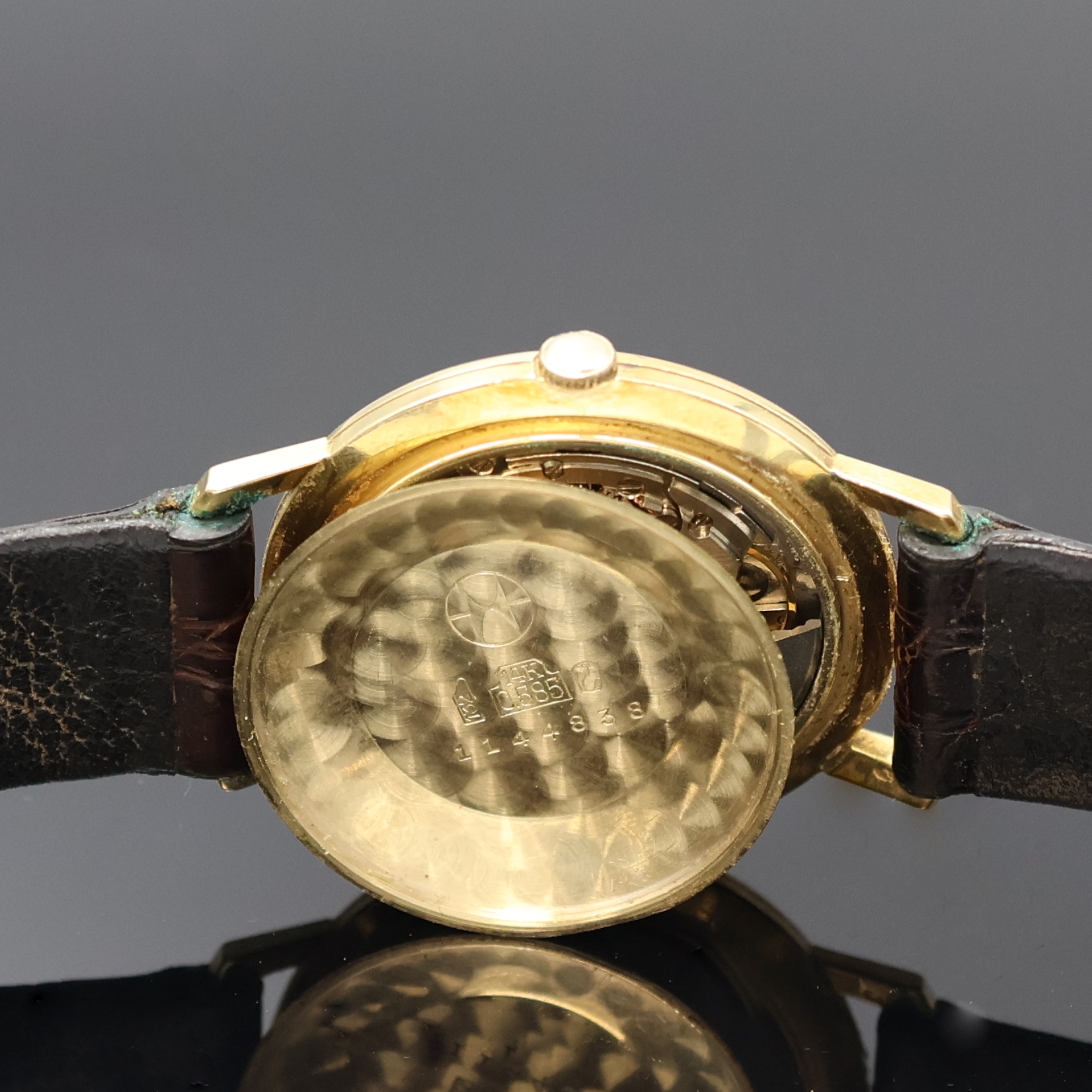 Detail f: ZENTRA Savoy Armbanduhr in GG 585/000, Schweiz um 1960, Automatik, Boden u. Glasrand aufgedr., gold. Zifferbl. m. aufges. Std.- Ind., gold. Zeiger, ...