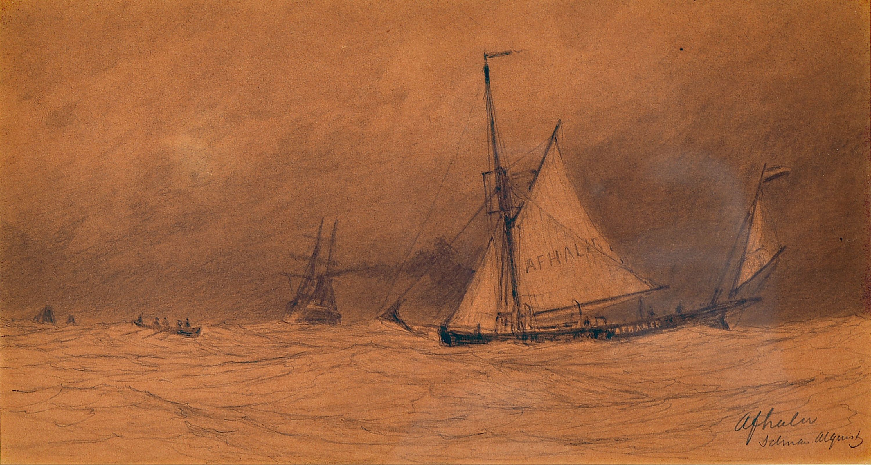 Image 27036585 - Hugo Schnars-Alquist, 1855-1939 Hamburg, Bleistiftzeichnung, ´Aphalen´, rechts unten ...