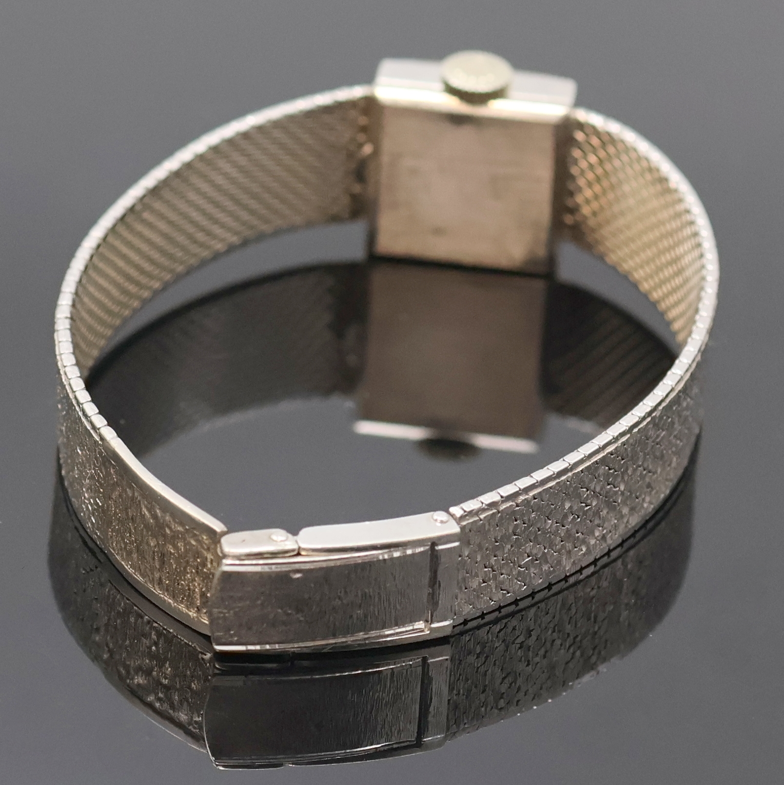 Detail b: ROLEX Precision Damenarmbanduhr in WG 750/000, Schweiz 1960er Jahre, Handaufzug, Bucherer Goldband, Boden aufgedr., silb. Zifferbl. m. aufges. ...