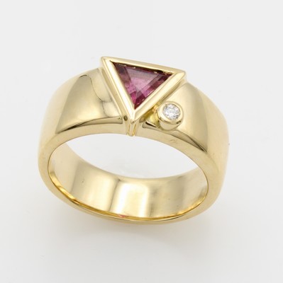 Image Ring mit Turmalin und Brillant, GG 750/000, Brill. ca. 0.03 ct feines Weiß/vs2, rosa ...
