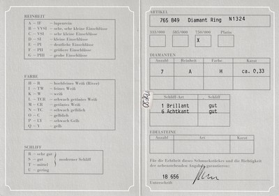 27036511a - 18 kt Gold Diamant-Ring, GG 750/000, mittigBrillant umgeben von 6 8/8-Diamanten zus. ...