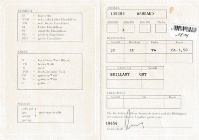 27036515a - 14 kt Gold Brillant-Armband, GG 585/000, 32 Brillanten zus. ca. 1.50 ct feines ...