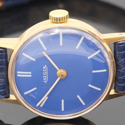 27036521a - JAEGER Damenarmbanduhr in RG 750/000, Frankreich/Schweiz um 1970, Handaufzug, 2-tlg. ...