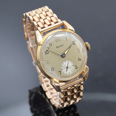 27036522b - HANHART rot-vergoldete Herrenarmbanduhr, Deutschland um 1940, Handaufzug, 2-tlg. Geh., ...