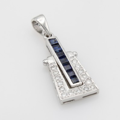 Image Anhänger mit Saphiren und Brillanten, WG 750/000, Brill. zus. ca. 0.30 ct feines ...