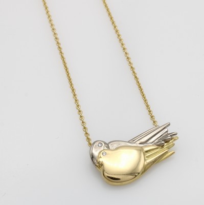 Image Collier ´Vögel´ mit Diamanten, GG/WG 750/000, Diamanten zus. ca. 0.02 ct feines ...