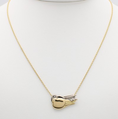 27036553a - Collier ´Vögel´ mit Diamanten, GG/WG 750/000, Diamanten zus. ca. 0.02 ct feines ...
