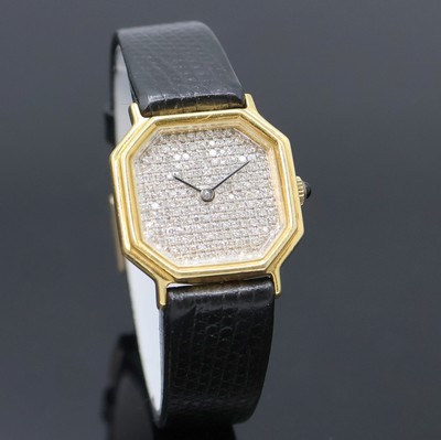 27036590b - Damenschmuckuhr in GG 750/000, Schweiz um 1975, Handaufzug, Boden aufgedr., ...