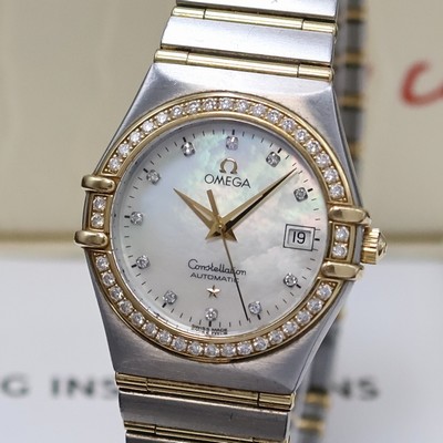 27036598a - OMEGA Constellation Damenarmbanduhr in Stahl/Gold mit Diamanten Referenz 766.1201, ...