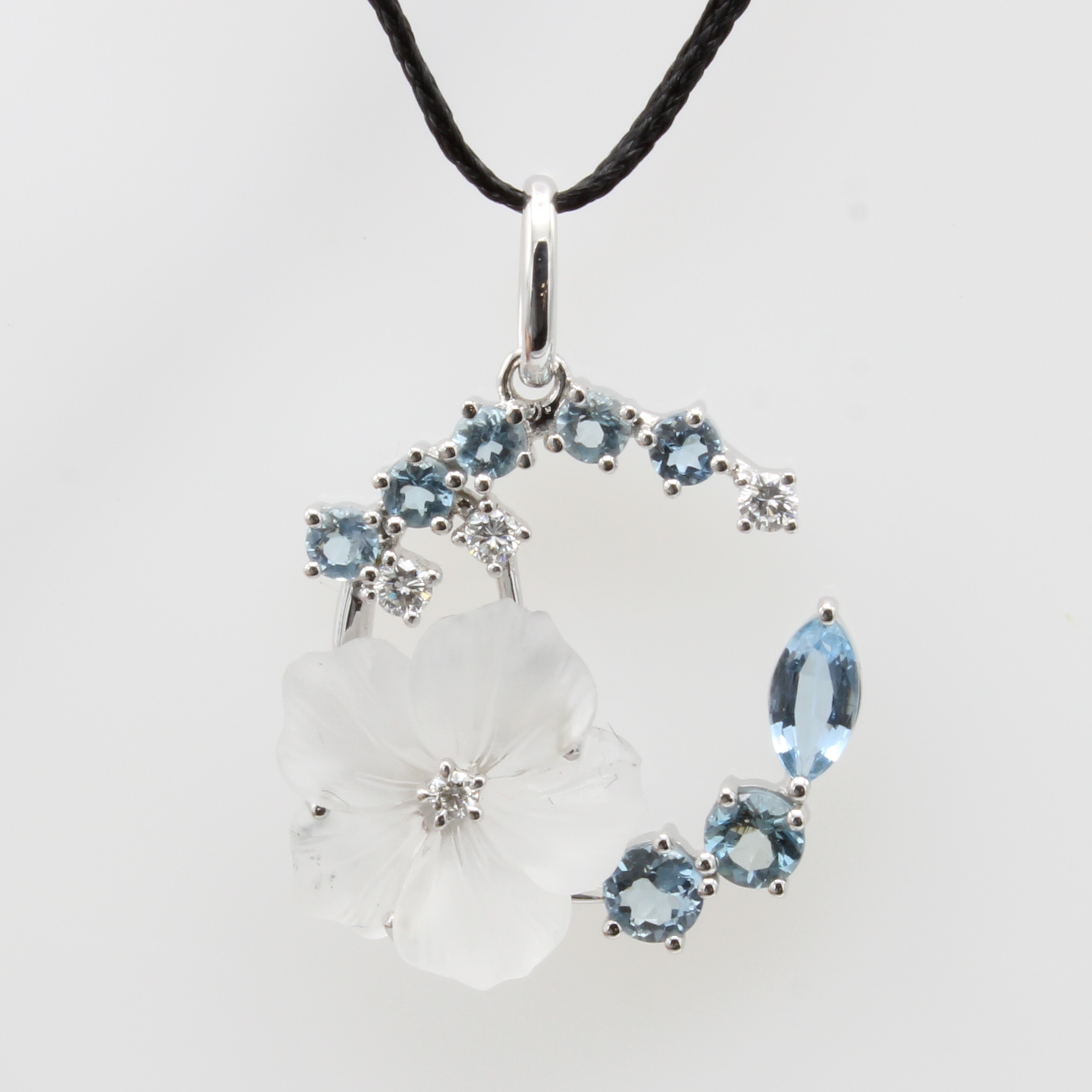 Image 27036605 - Anhänger mit Aquamarinen, Quarzen und Brillanten, WG 585/000, Quarze ca. 3.82 ct, 4 ...