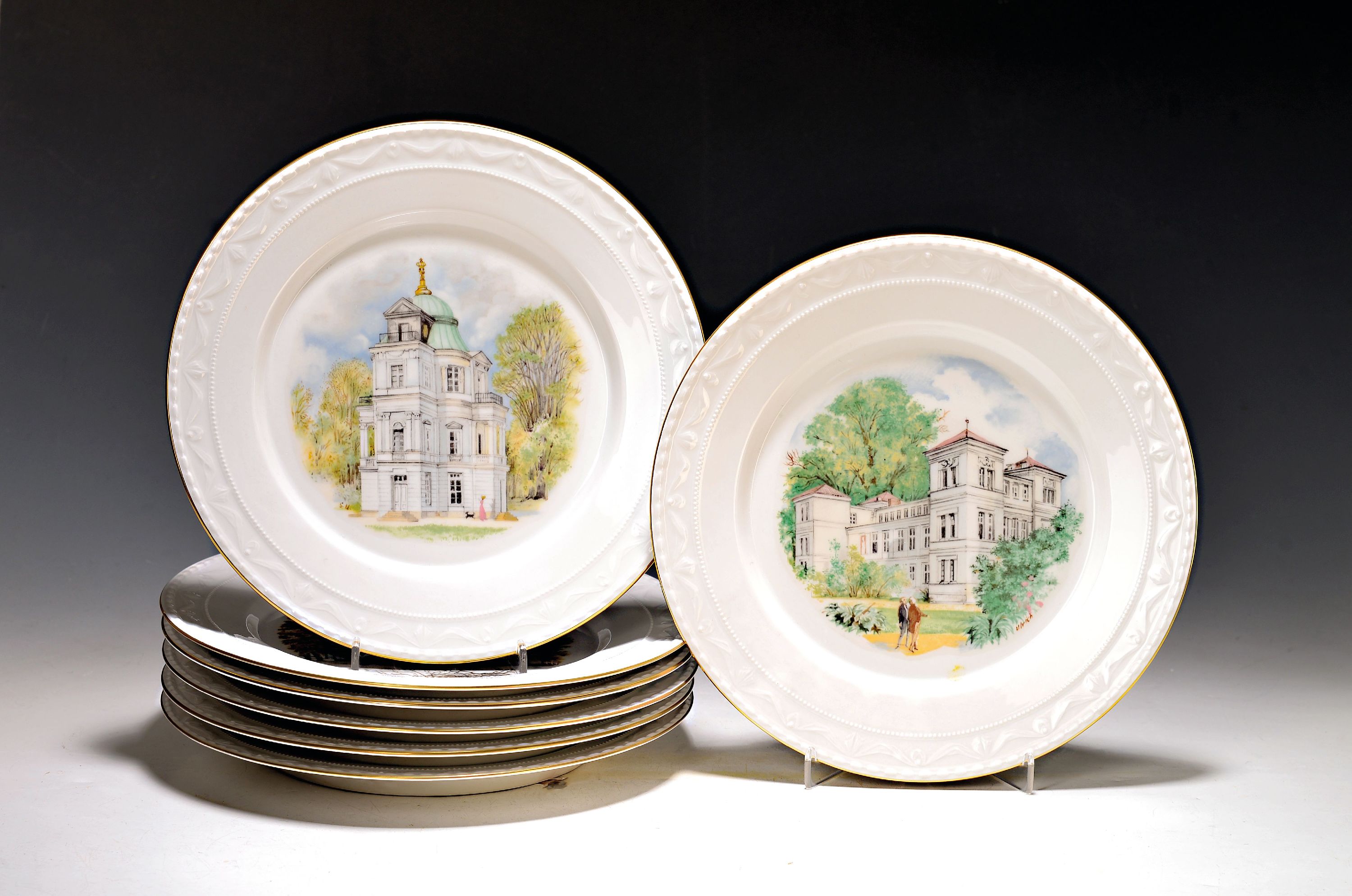 Image 27036607 - 7 Teller ´Berliner Schlösser´, Kurland, KPM Berlin, 2.Hälfte 20.Jh., Porzellan, ...