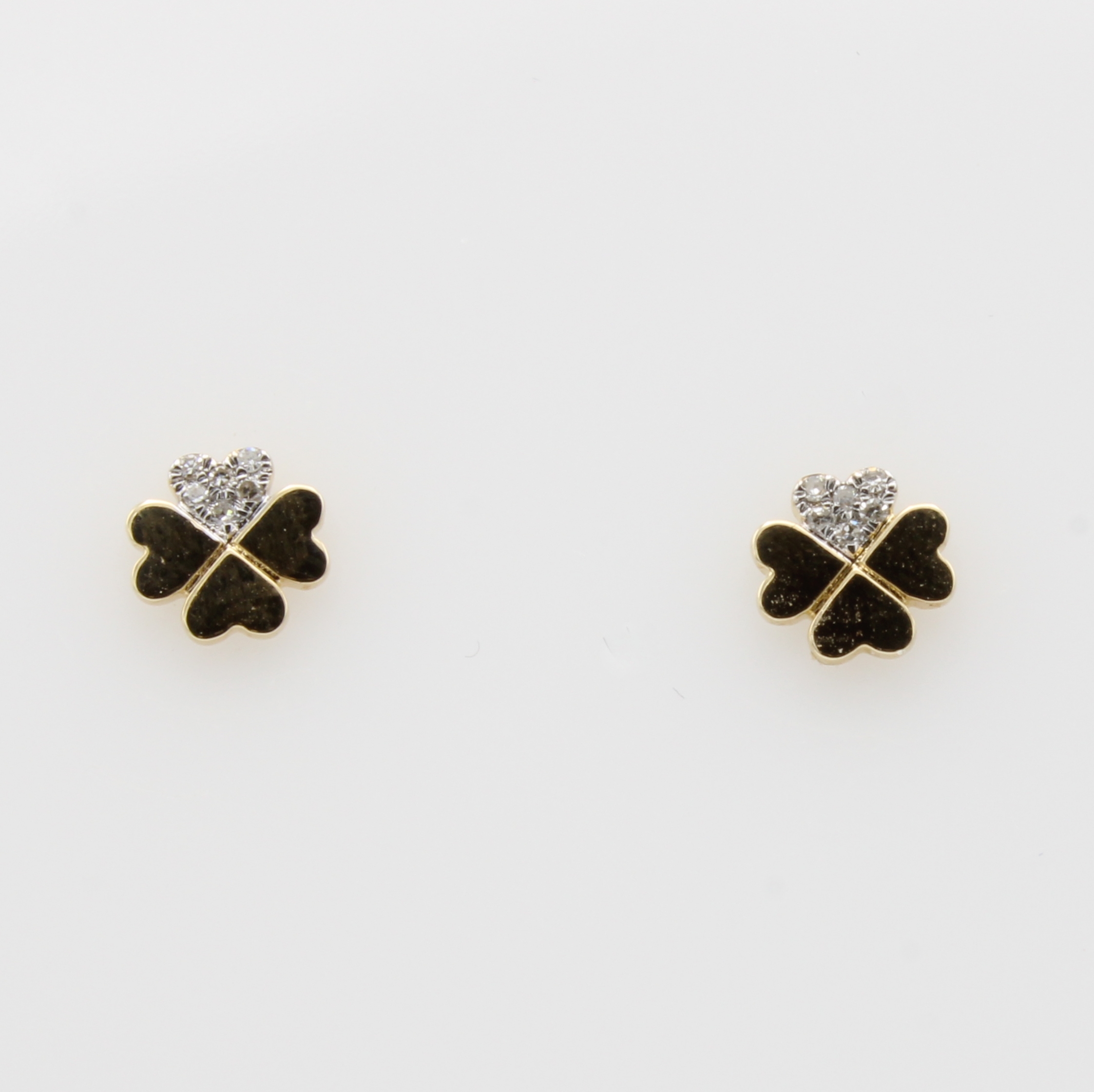 Image 27036614 - Paar Ohrstecker ´Kleeblatt´ mit Brillanten, GG 585/000, 12 Brill. zus. ca. 0.03 ct ...