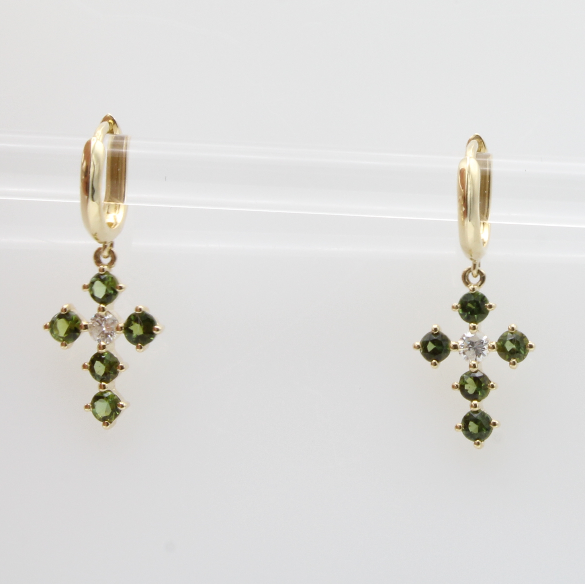 Image 27036625 - Paar Creolen mit Turmalinen und Brillanten, GG 585/000, 10 grüne Turmaline zus. ca. ...