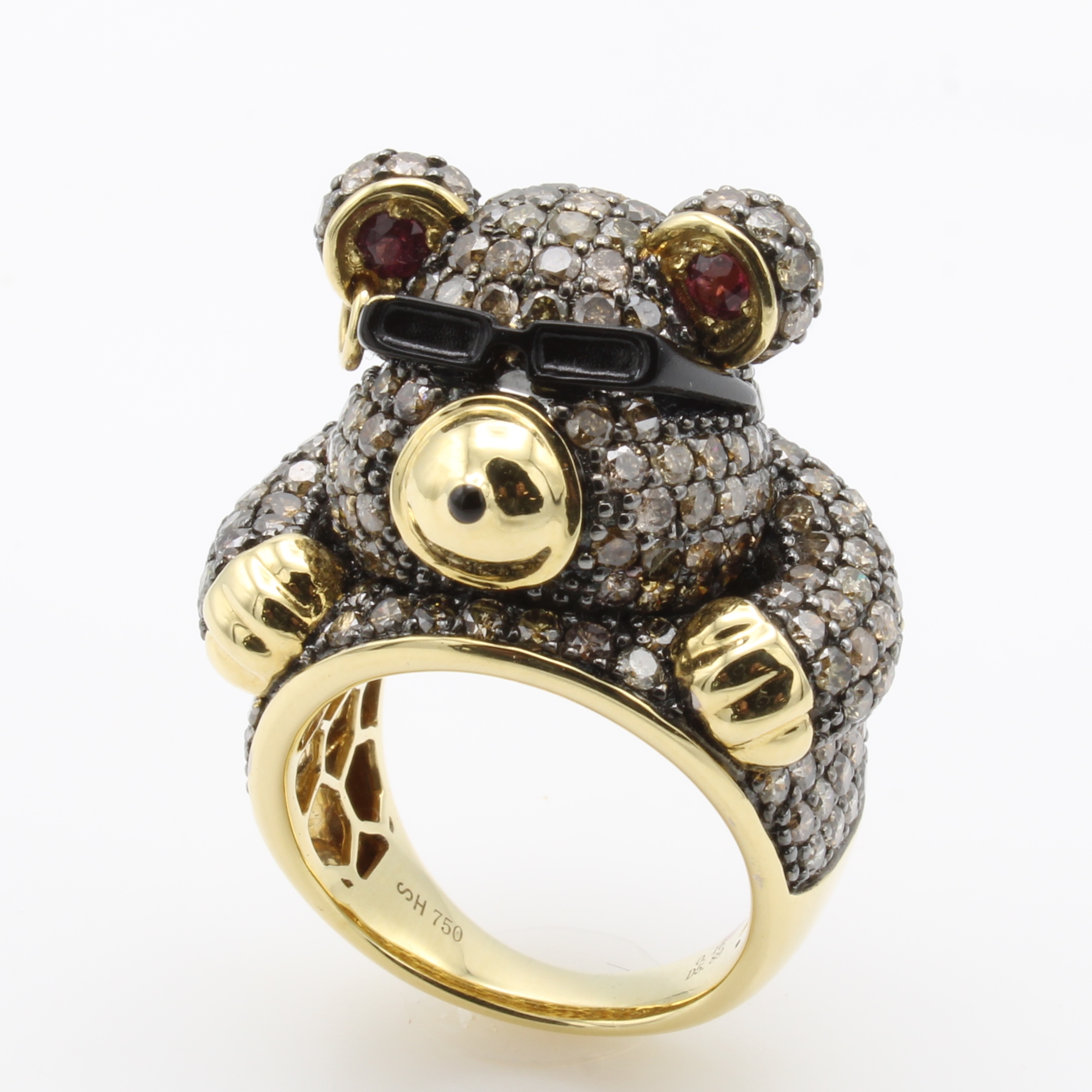 Image 27036634 - Ring ´Bär´ mit Turmalinen und Diamanten, GG 750/000, 2 Turmaline zus. ca. 0.16 ct, 250 ...