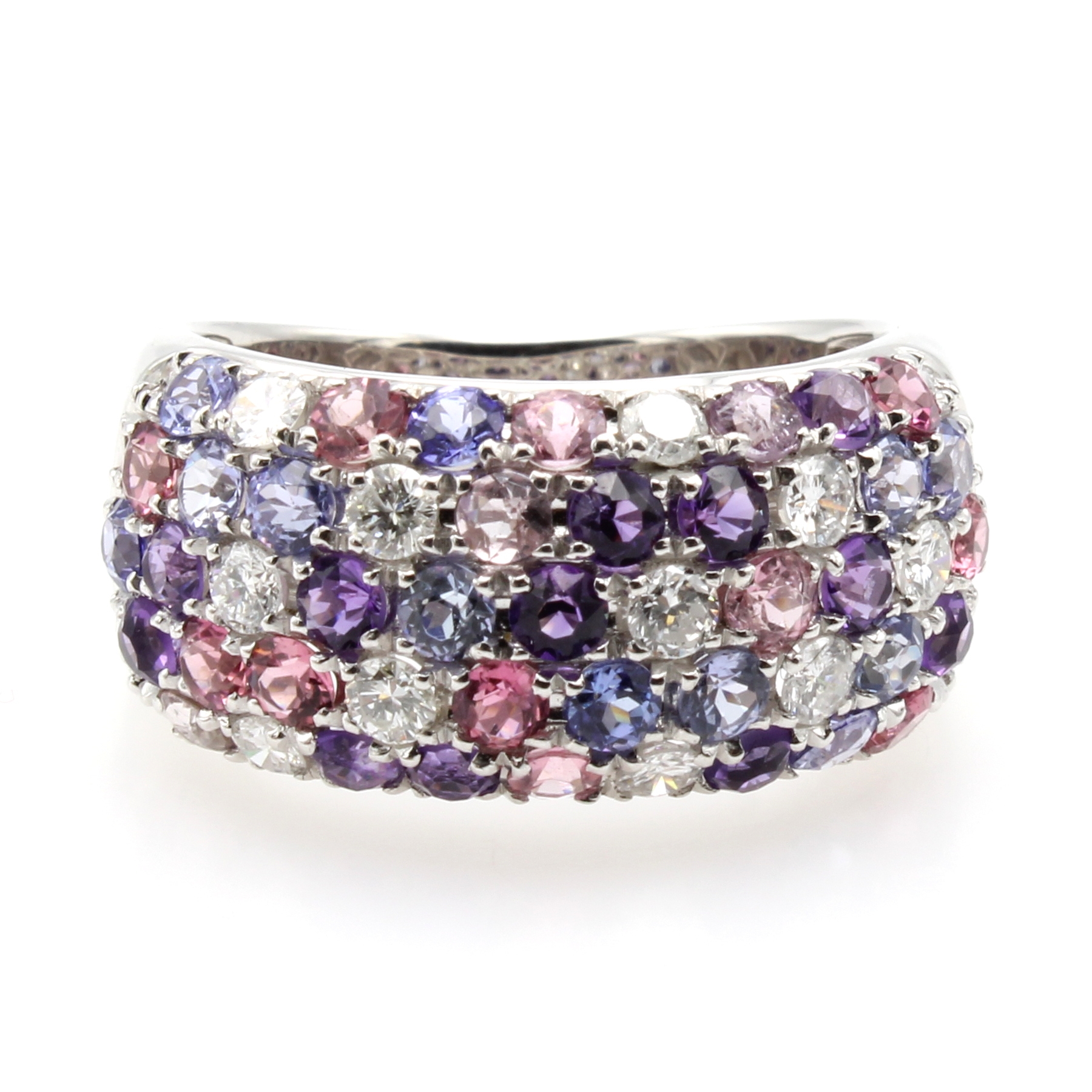 Image 27036636 - Ring mit Farbsteinen und Brillanten, WG 750/000, 12 Brill. zus. ca. 0.48 ct feines ...