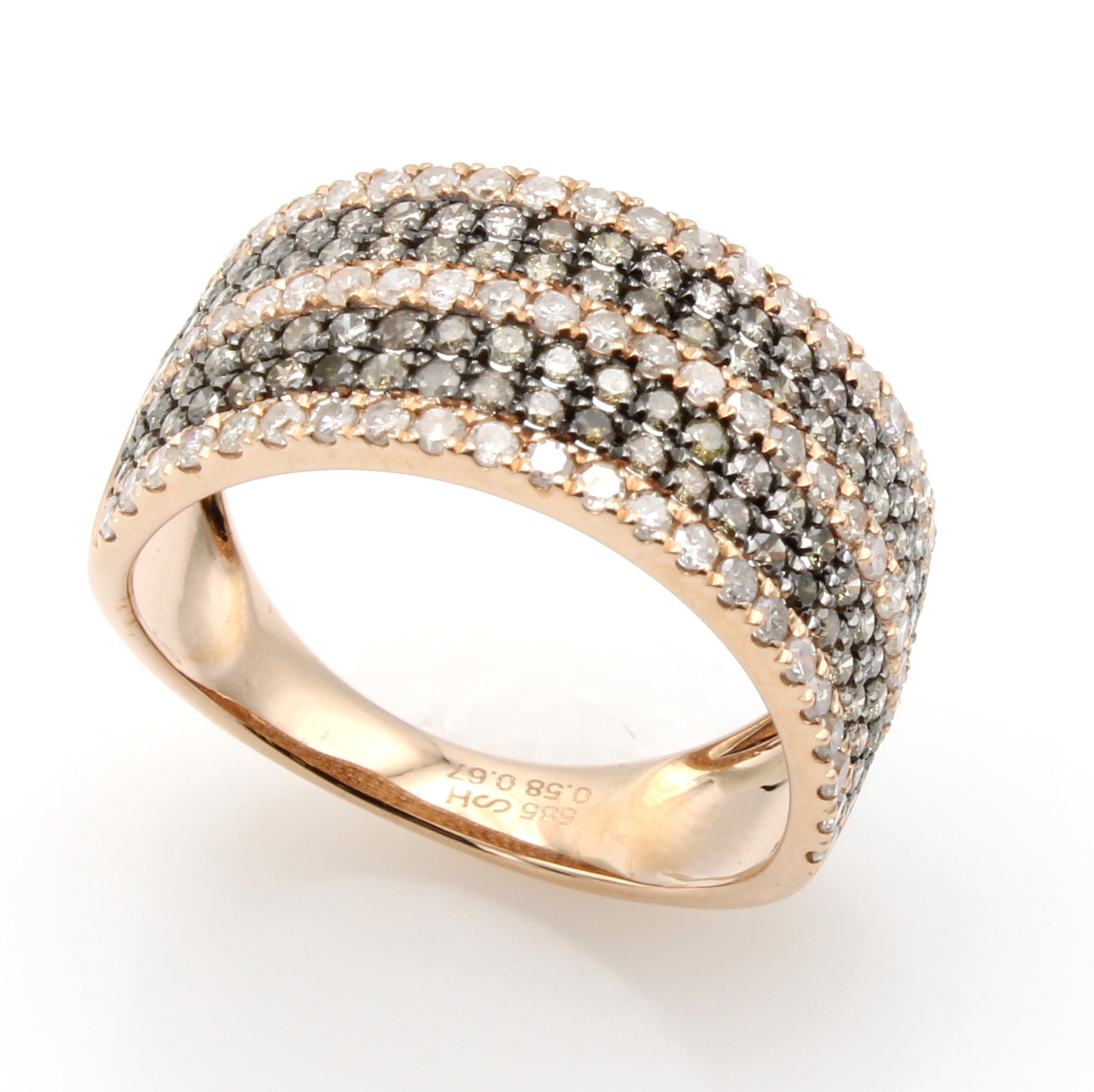 Image 27036637 - Ring mit Diamanten und Brillanten, RoséG 750/000, 68 Brill. zus. 0.58 ct Weiß/si-p, 92 ...