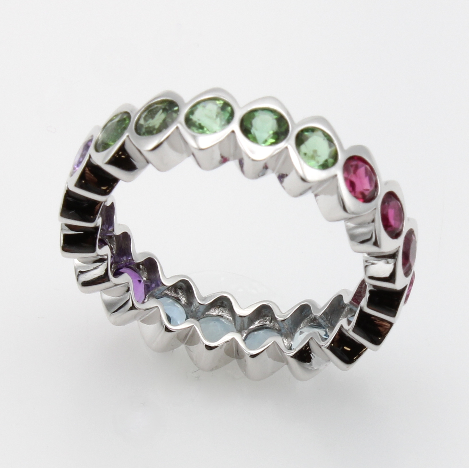 Image 27036641 - Ring mit Farbsteinen, WG 585/000, Turmaline,Amethyste u. Aquamarine zus. ca. 2.91 ct ...