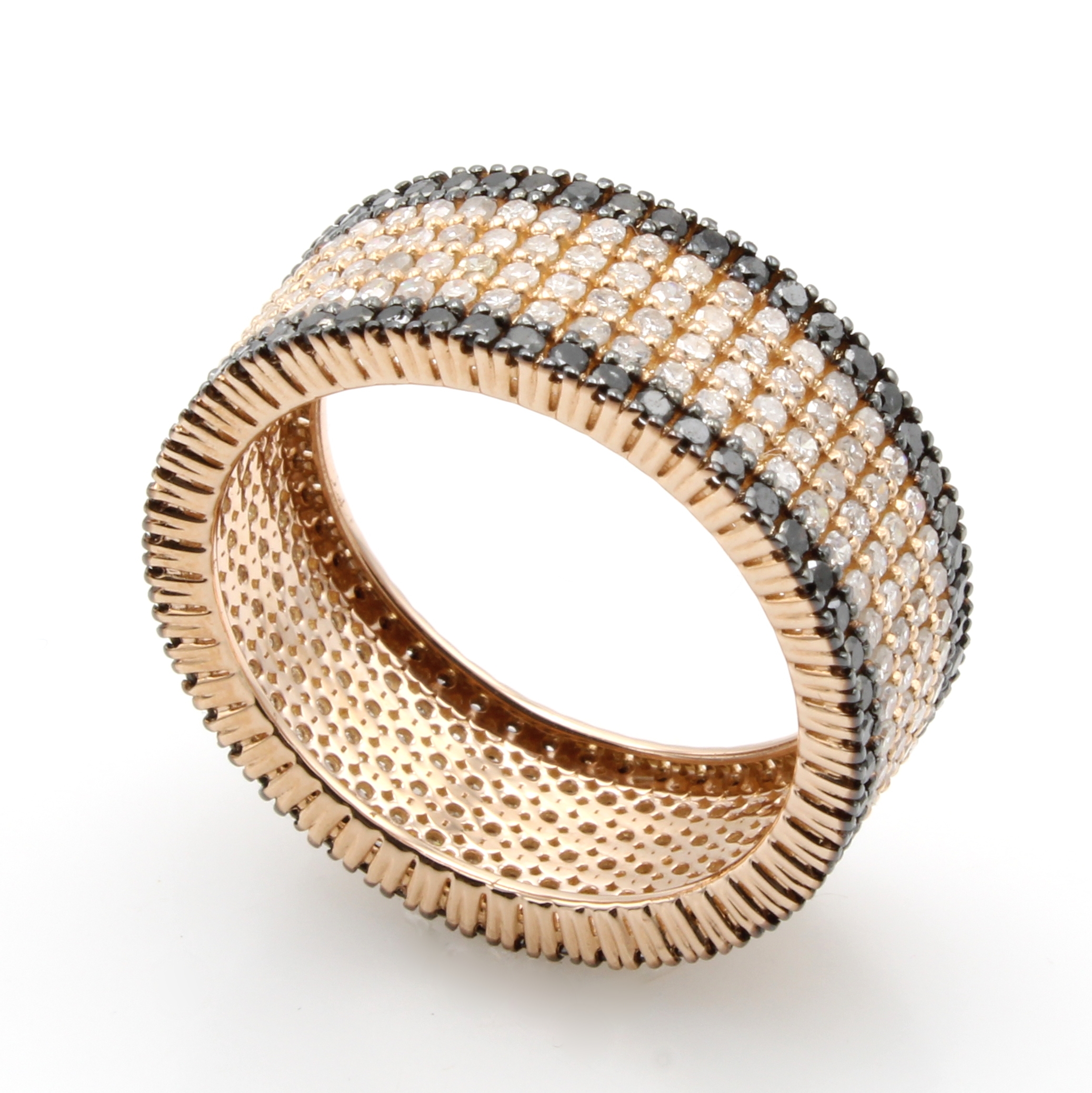 Image 27036645 - Ring mit Brillanten und Diamanten, RoséG 585/000, 102 Diam. zus. ca. 0.78 ct schwarz ...