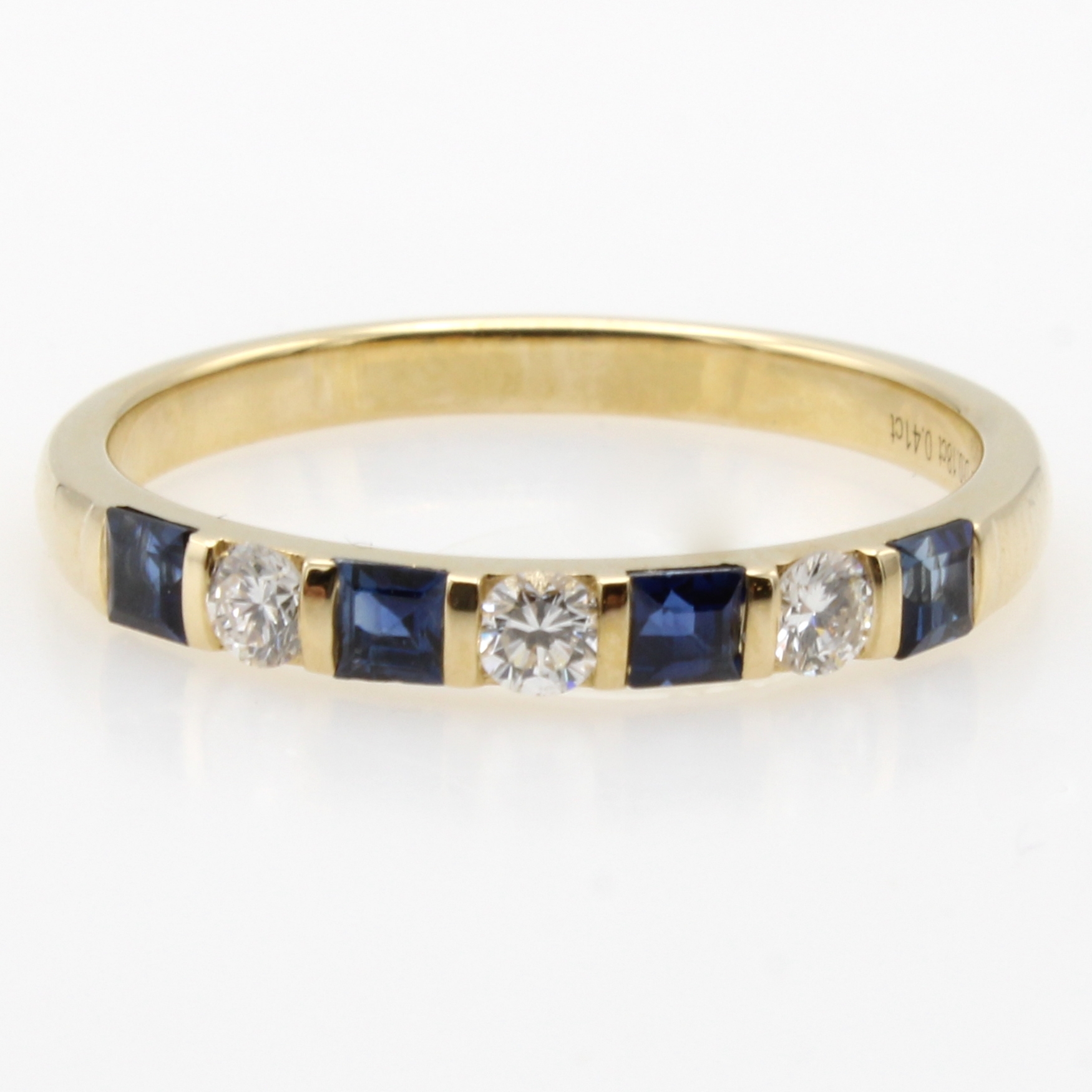 Image 27036659 - Ring mit Saphiren und Brillanten, GG 585/000, 4 Saphircarrées zus. ca. 0.41 ct, 3 ...